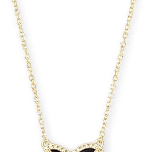 Kendra Scott Ari Heart Gold Tone Short Pendant Necklace in Black Drusy - Picture 2 of 3